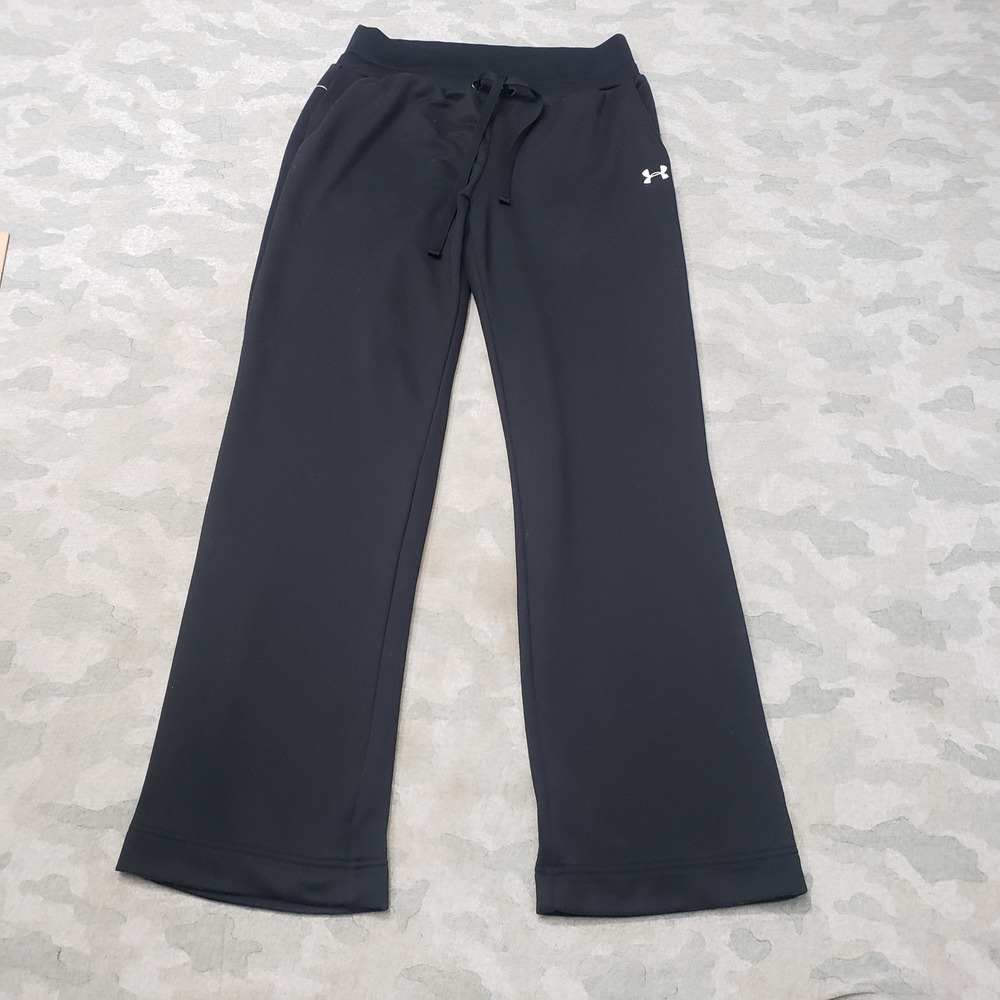 Under Armour Sweatpants Womens Small Black Straight Leg Drawstring Gym Outdoors